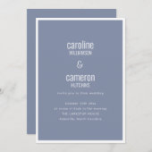 Invitation Dusty Blue Gray Modern Minimal Typography Wedding (Devant / Derrière)