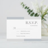 Invitation Dusty Blue Gray White Stripes Élégant Mariage RSVP (Debout devant)