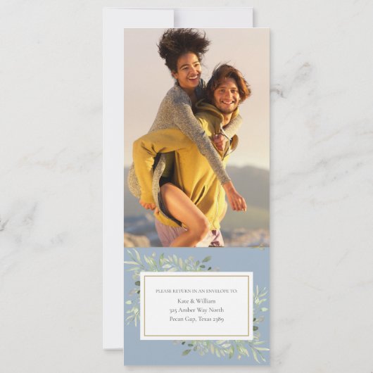 Invitation Dusty Blue Green All In One Photo Mariage Invit (Dos)