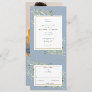 Invitation Dusty Blue Green All In One Photo Mariage Invit
