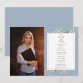 Invitation Dusty Blue Green Law School Photo En (Devant / Derrière)