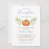 Invitation Dusty Blue Greenery Baby shower Citrouille d'autom (Devant)