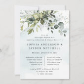 Invitation Dusty Blue Greenery Boho Dîner de répétition Maria (Devant)