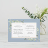 Invitation Dusty Blue Greenery Détails du Mariage Information (Debout devant)