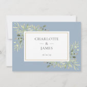 Invitation Dusty Blue Greenery Détails du Mariage Information (Dos)