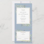 Invitation Dusty Blue Greenery Feuilles tout en un Mariage (Devant)