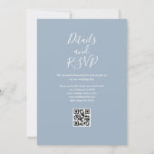 Invitation Dusty Blue Greenery Floral QR Code Mariage (Dos)