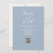Invitation Dusty Blue Greenery Floral QR Code Mariage (Dos)