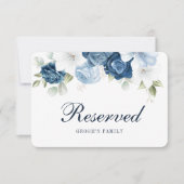 Invitation Dusty Blue Greenery Groom's Family Reserved Card (Devant)