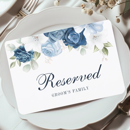 Invitation Dusty Blue Greenery Groom's Family Reserved Card