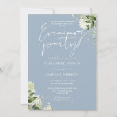 Invitation Dusty Blue Greenery Photo Mariage Soirée (Devant)
