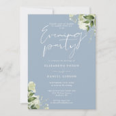 Invitation Dusty Blue Greenery Photo Mariage Soirée (Devant)