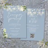 Invitation Dusty Blue Greenery QR Code Mariage Soirée