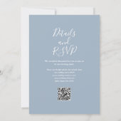 Invitation Dusty Blue Greenery QR Code Mariage Soirée (Dos)