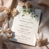 Invitation Dusty Blue Greenery Succulent Eucalyptus Mariage