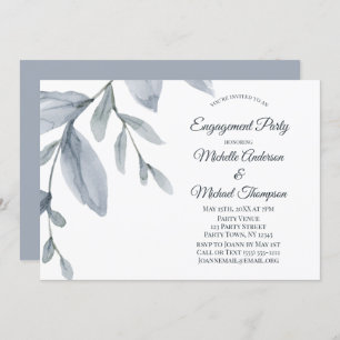 Invitation Dusty Blue Greenery Watercolor