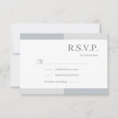 Invitation Dusty Blue Grey White Stripes Mariage élégant RSVP (Devant)