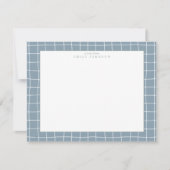 Invitation Dusty Blue Grid Frame Note Card (Devant)