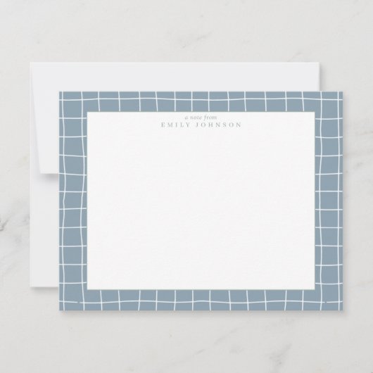 Invitation Dusty Blue Grid Frame Note Card (Devant)