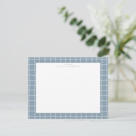Invitation Dusty Blue Grid Frame Note Card (Debout devant)