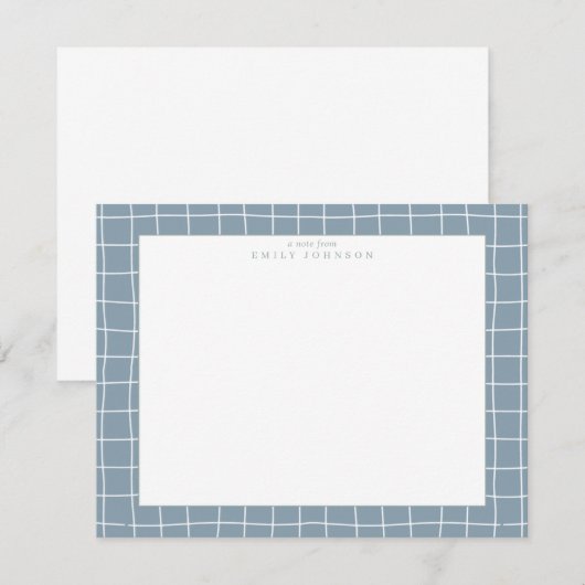 Invitation Dusty Blue Grid Frame Note Card (Devant / Derrière)