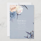 Invitation Dusty Blue Gris & Pêche Fleurs Mariage Shower (Devant)