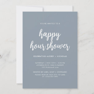 Invitation Dusty Blue Happy Hour Couple Fête des mariées