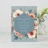 Invitation Dusty Blue Heirloom Bloom Wedding (Debout devant)