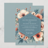 Invitation Dusty Blue Heirloom Bloom Wedding (Devant / Derrière)
