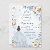 Invitation Dusty Blue hiver saison Floral Mis Quince Invitati (Devant)