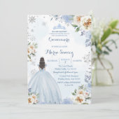Invitation Dusty Blue hiver saison Floral Mis Quince Invitati (Debout devant)
