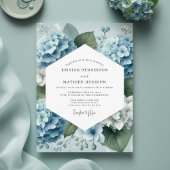 Invitation Dusty Blue Hydrangea Romance Wedding