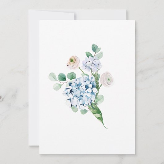 Invitation Dusty Blue Hydrangea White Rose Mariage (Dos)