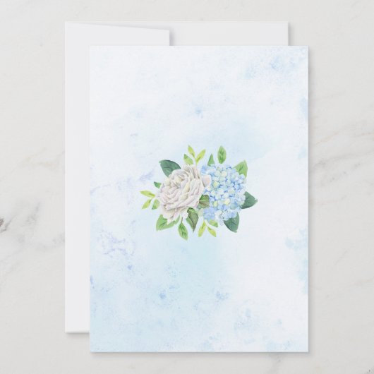 Invitation Dusty Blue Hydrangea White Rose Mariage (Dos)