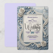 Invitation Dusty Blue Indigo Romantic Church Wedding (Devant / Derrière)