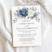 Invitation Dusty Blue Ivory Spring Floral Mariage élégant