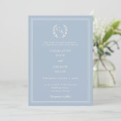 Invitation Dusty blue ivory wreath monogram simple wedding  (Debout devant)
