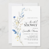 Invitation Dusty Blue Jellow Dainty Floral Boho Fête des mari (Devant)