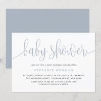 Dusty Blue Joli Baby shower de calligraphie