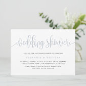 Invitation Dusty Blue Joli Wedding shower de calligraphie (Debout devant)