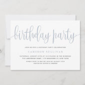 Invitation Dusty Blue Jolie Calligraphie Anniversaire (Devant)