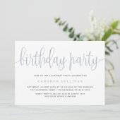 Invitation Dusty Blue Jolie Calligraphie Anniversaire (Debout devant)
