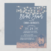 Invitation Dusty Blue Lantern & Baby's Breath Fête des mariée (Devant / Derrière)