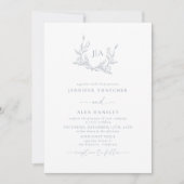 Invitation Dusty Blue Leaf Mariage photo (Devant)