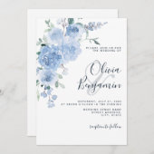 Invitation Dusty Blue Light Pastel Botanique Floral Mariage (Devant / Derrière)