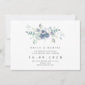 Invitation Dusty Blue & Lilac Floral Nouveau Mariage Date (Devant)
