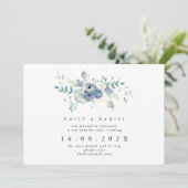 Invitation Dusty Blue & Lilac Floral Nouveau Mariage Date (Debout devant)