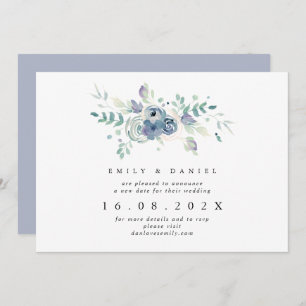 Invitation Dusty Blue & Lilac Floral Nouveau Mariage Date
