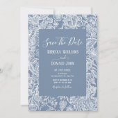 Invitation Dusty Blue Line Art Fleur sauvage chinoiserie flor (Devant)