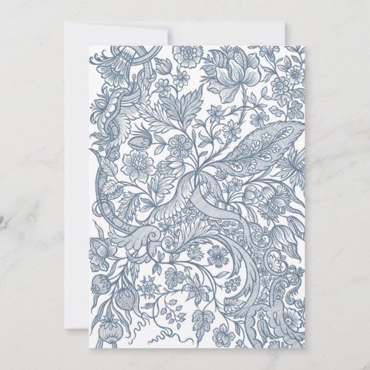 Invitation Dusty Blue Line Fleurs sauvages d'art (Dos)